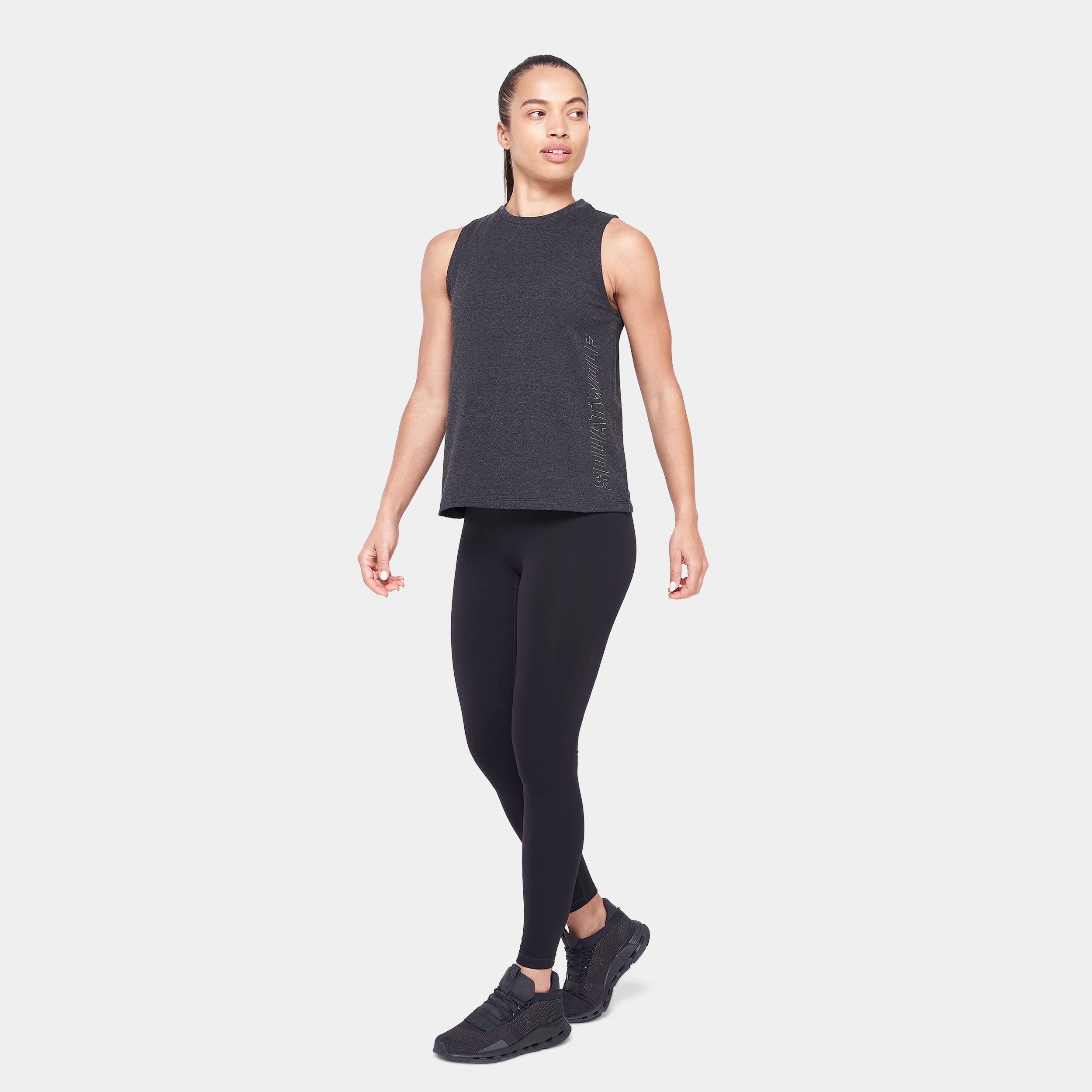 Core Full Length Tank - Black Marl