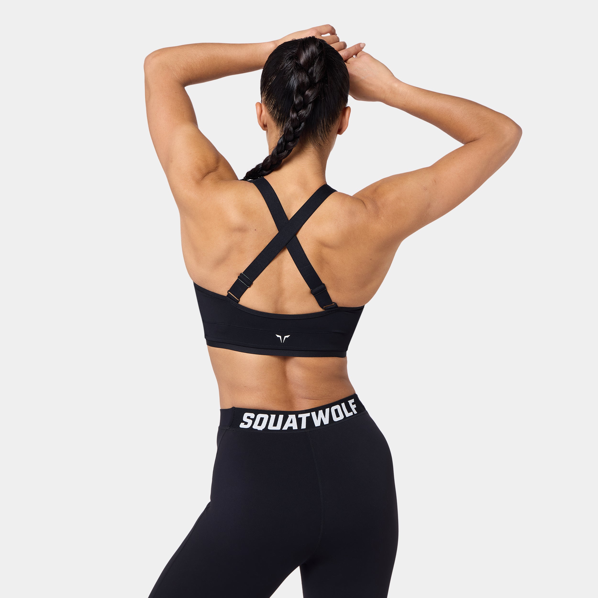 Zip Up Adjustable Cross-Back Bra - Black