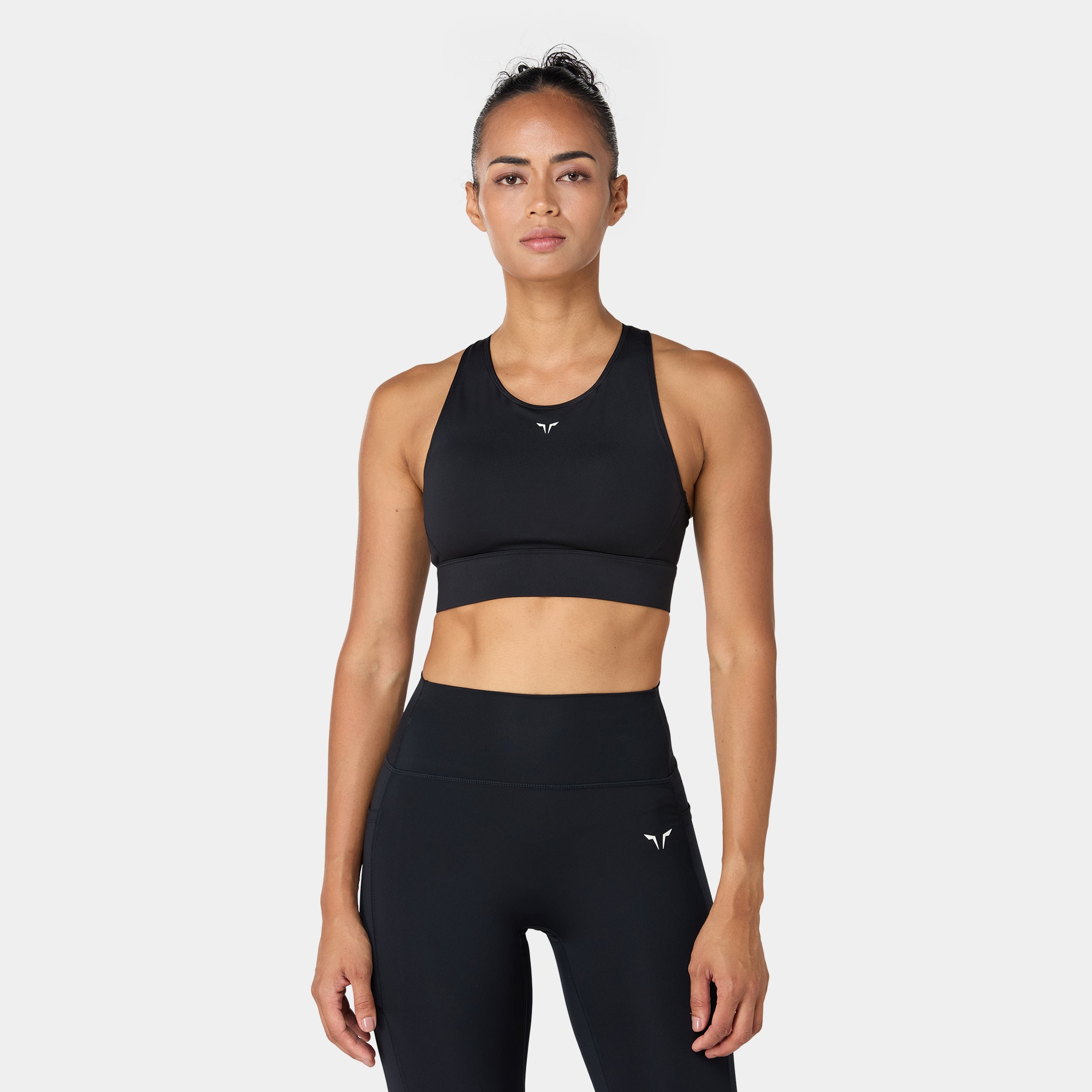High Coverage Racer Back Bra - Black | Sports Bra Women