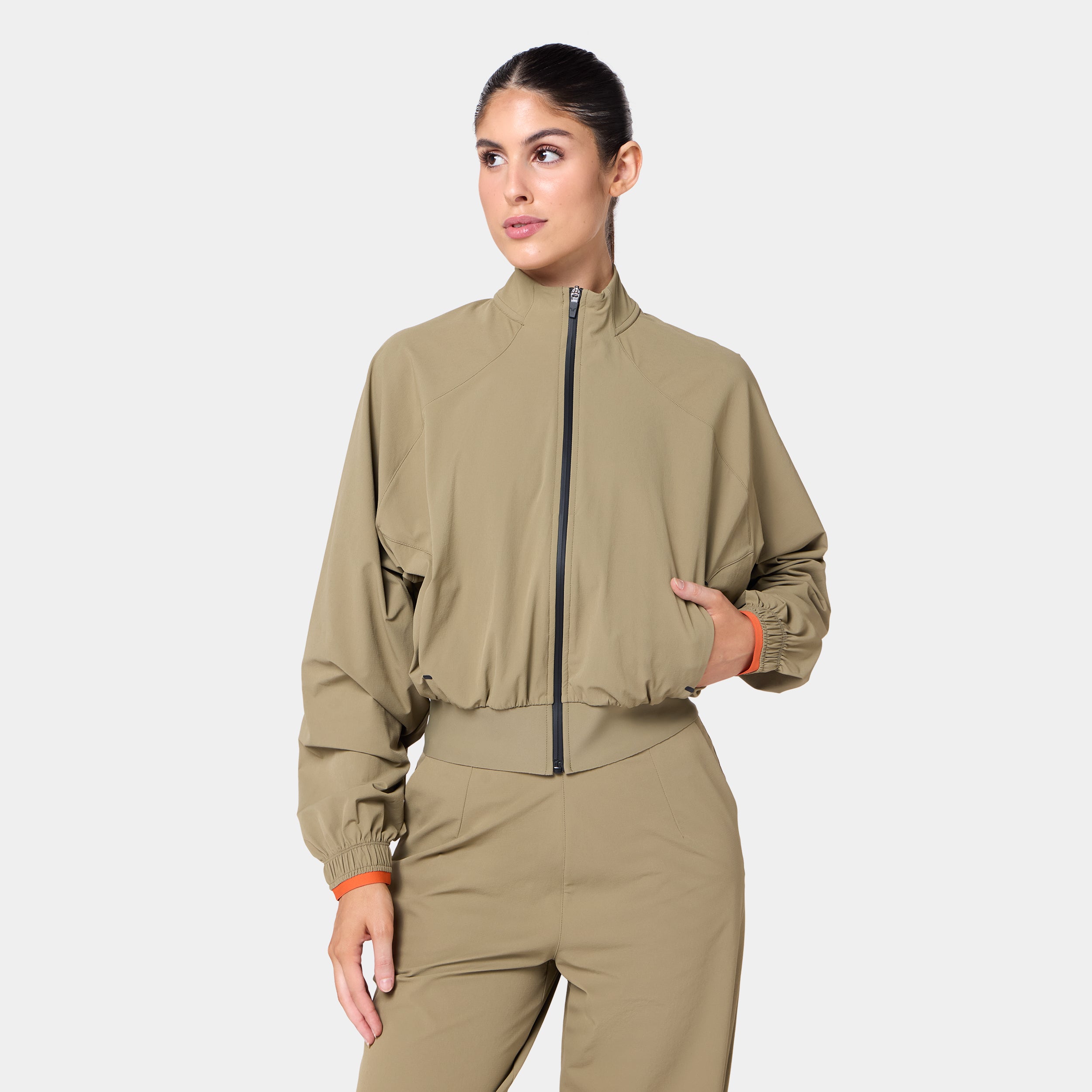 Woven Crop Jacket - Covert Green