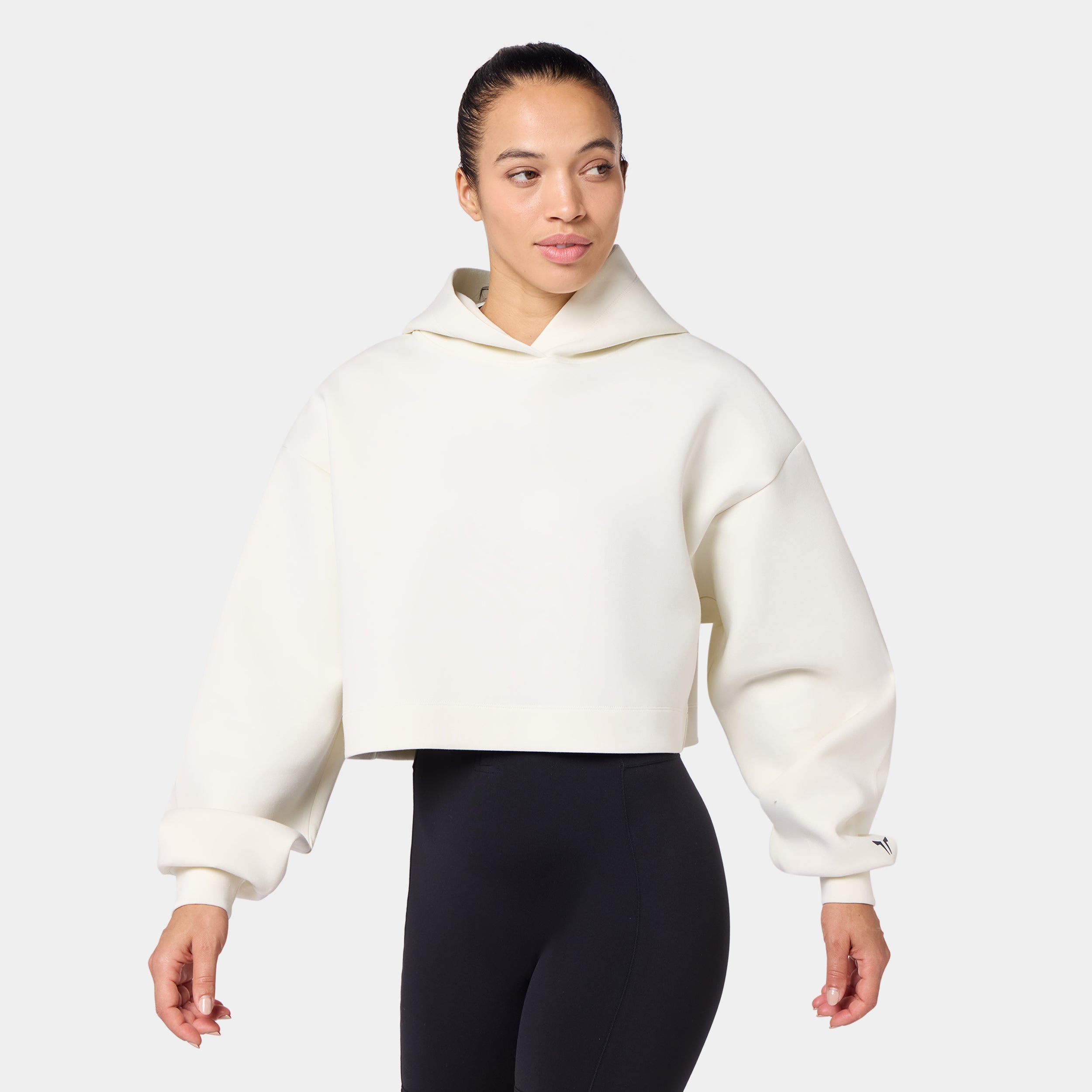 Oversized Crop Hoodie - Pearl White