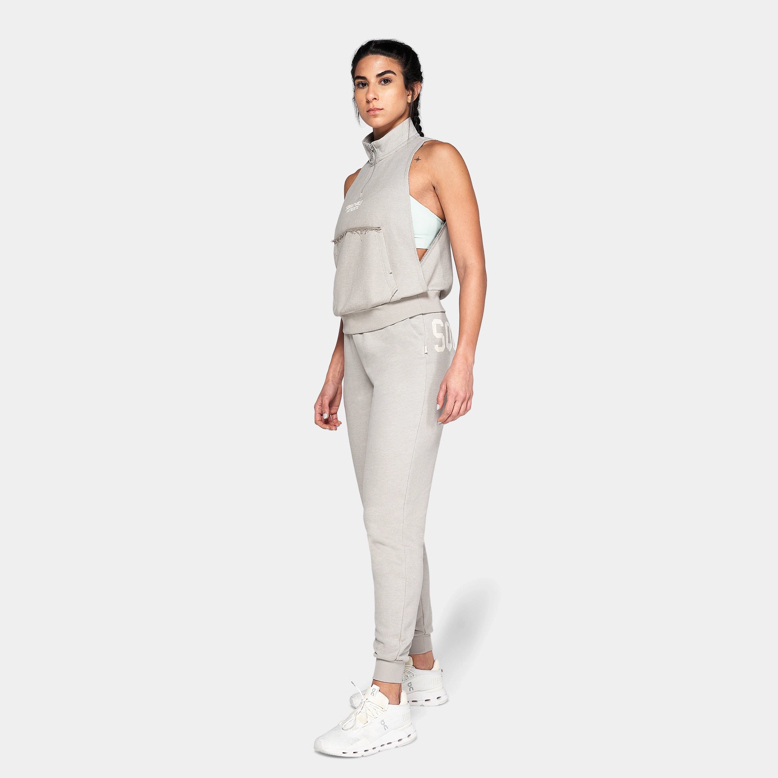 Sleeveless Zip Up - Paloma Grey Marl