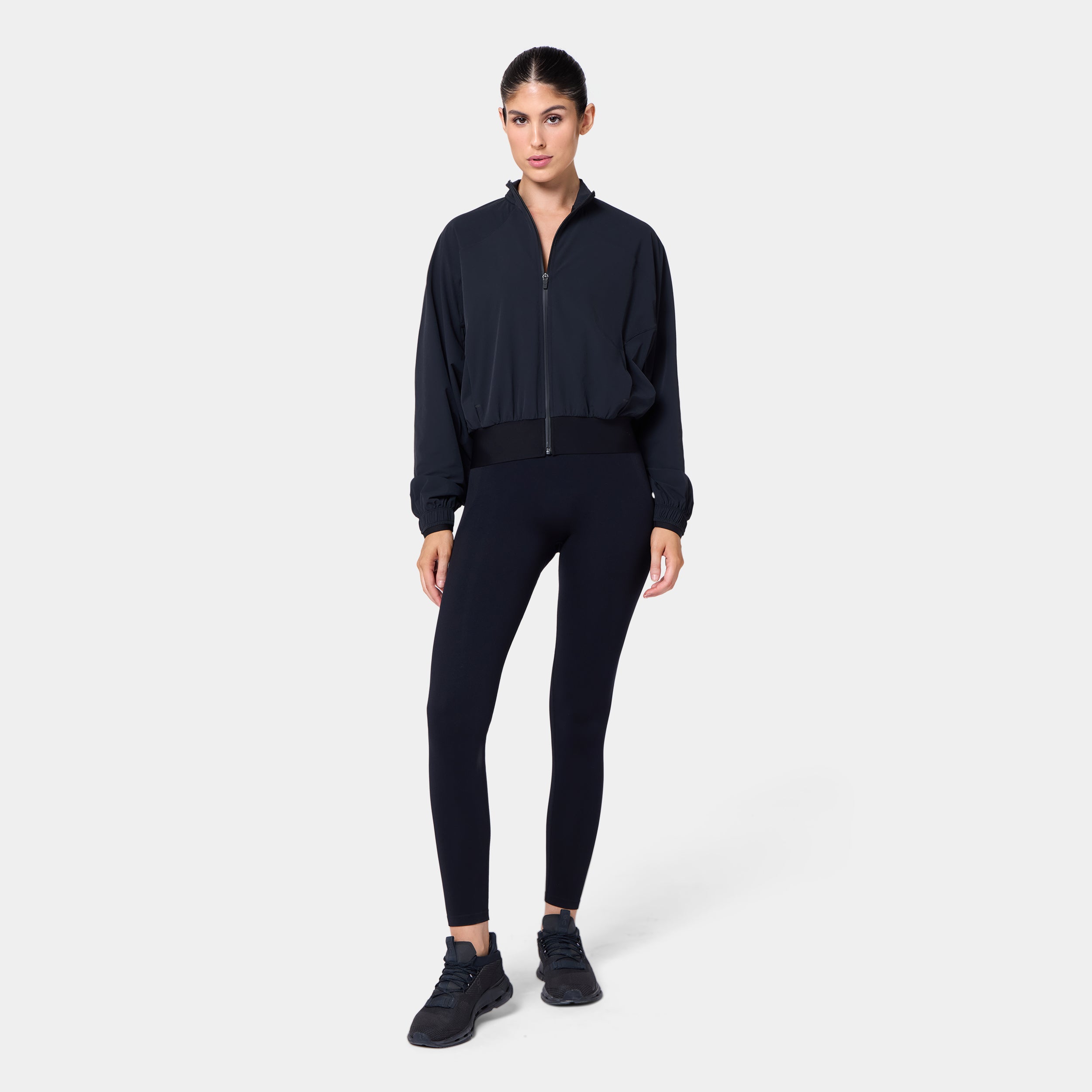 Woven Crop Jacket - Black