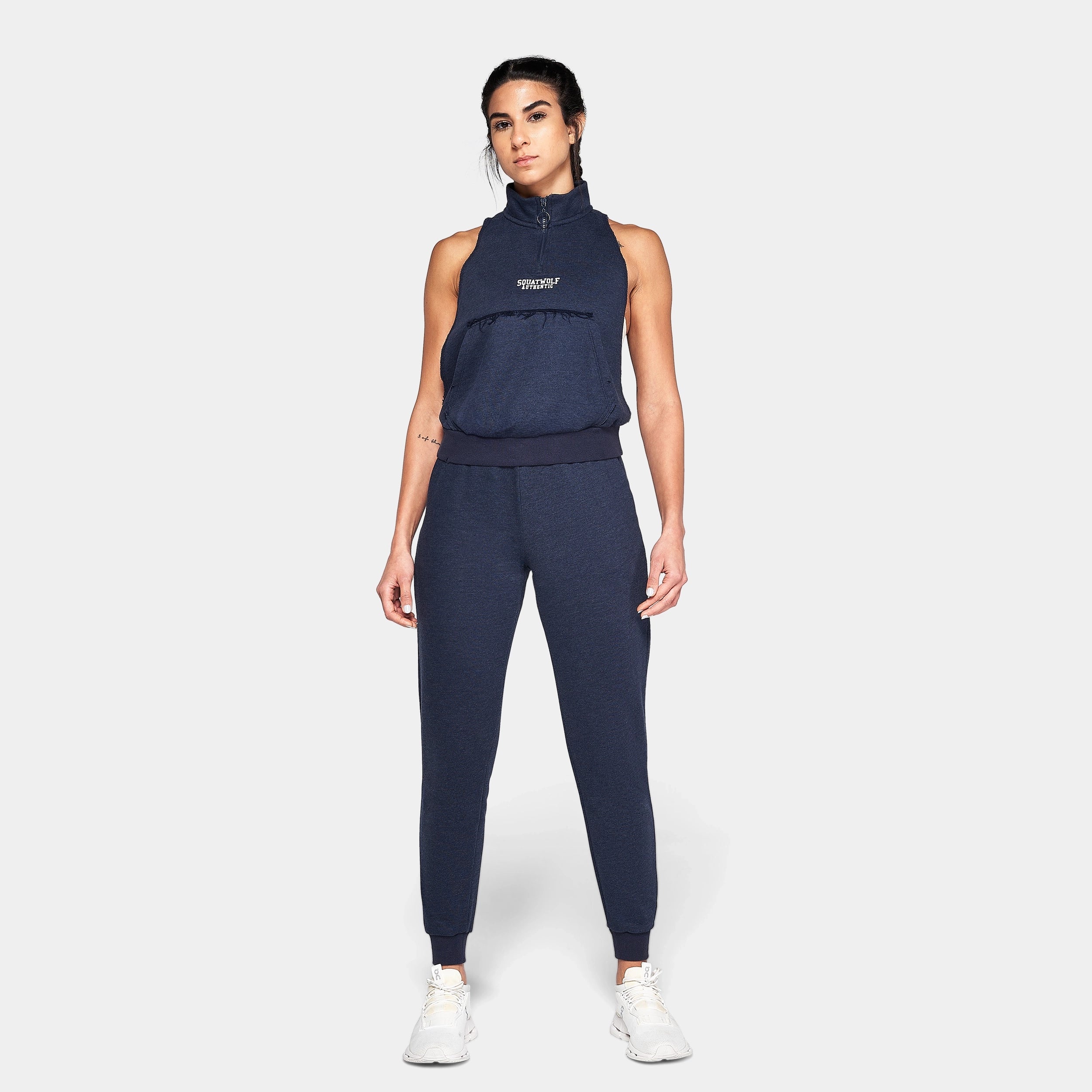 Sleeveless Zip Up - Navy Marl