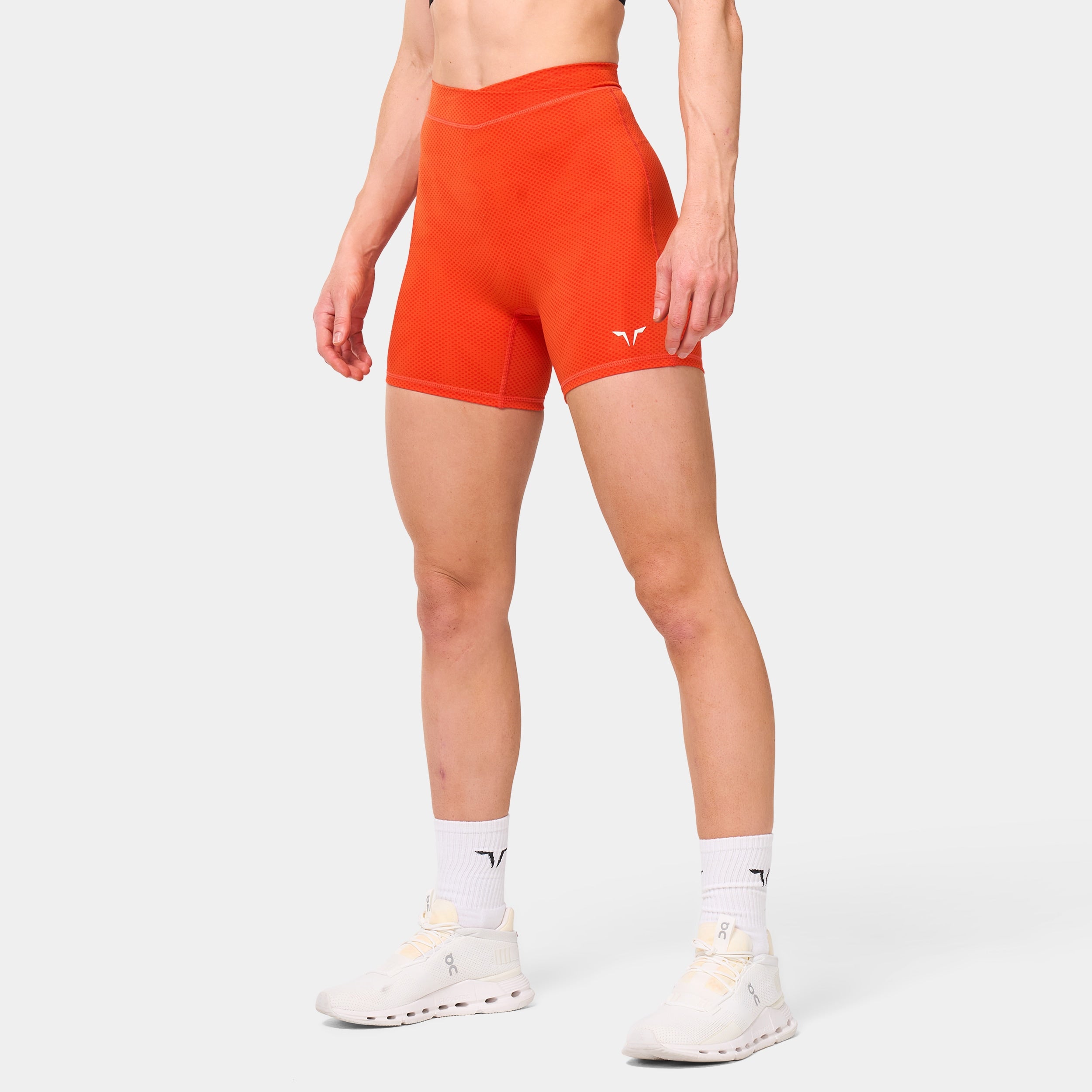 5" Wrap Waist Shorts - Orange.Com & Poinciana Print